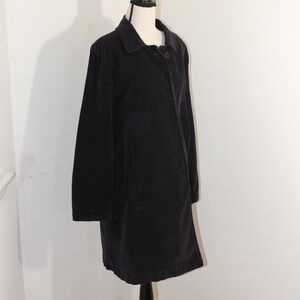 Willow, black corduroy hidden buttons coat